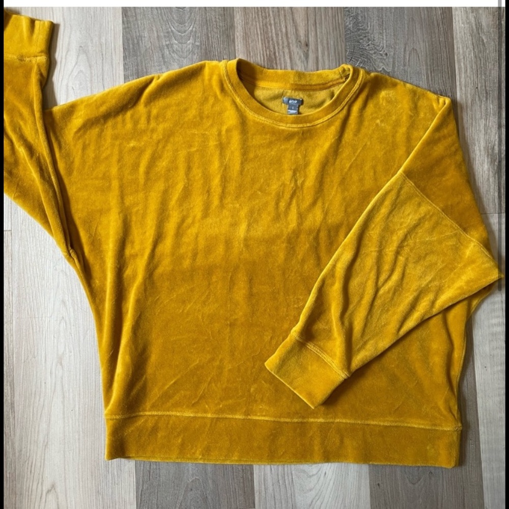 AERIE mustard yellow Velvet velour crewneck size L